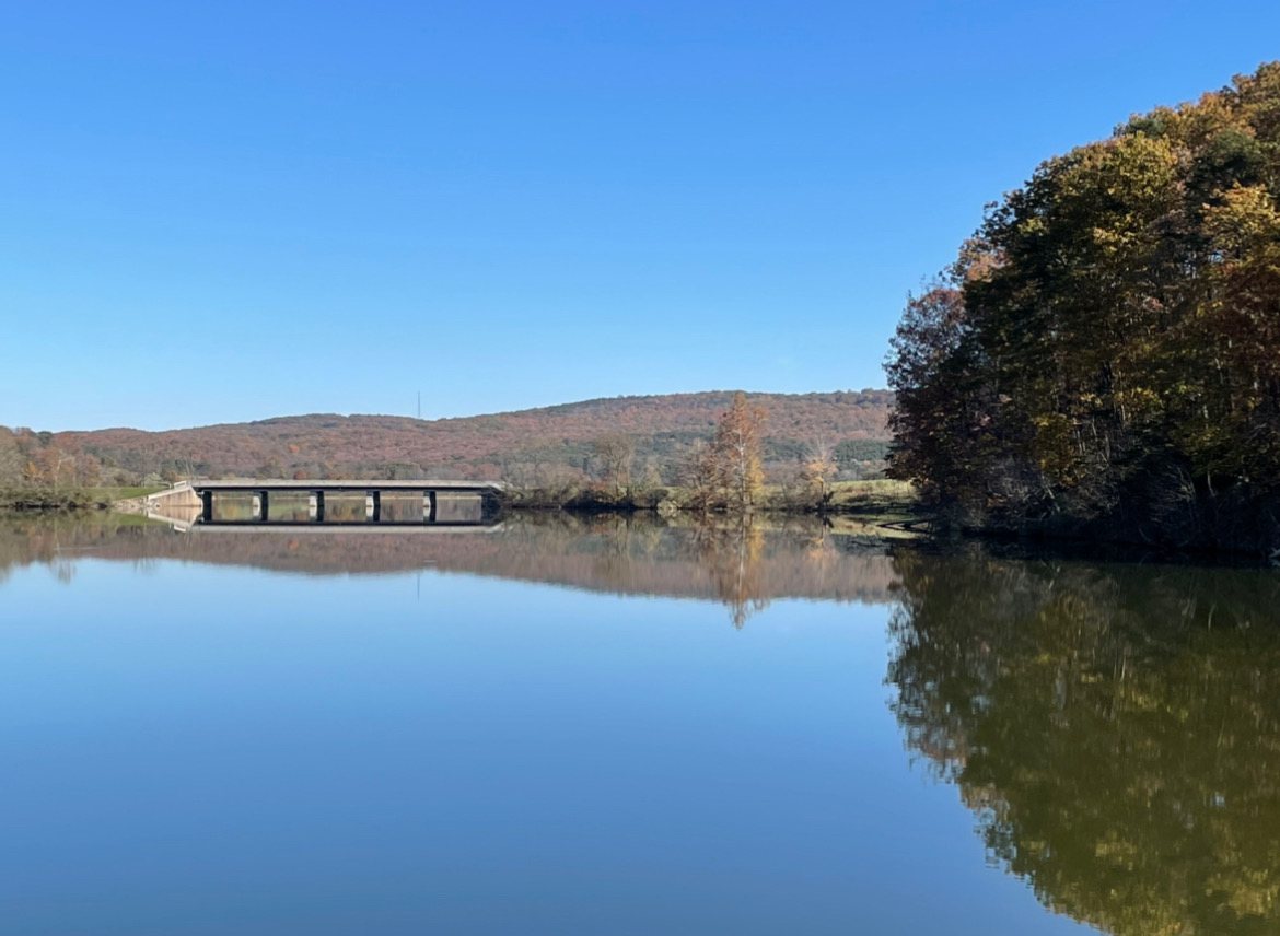 Lake and bridge at Conneaut Lake, Pennsylvania